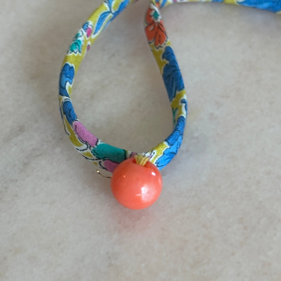 Vibrant Wild-Flowers Liberty Bracelet with coral center bead and turquoise beads by Boussidan