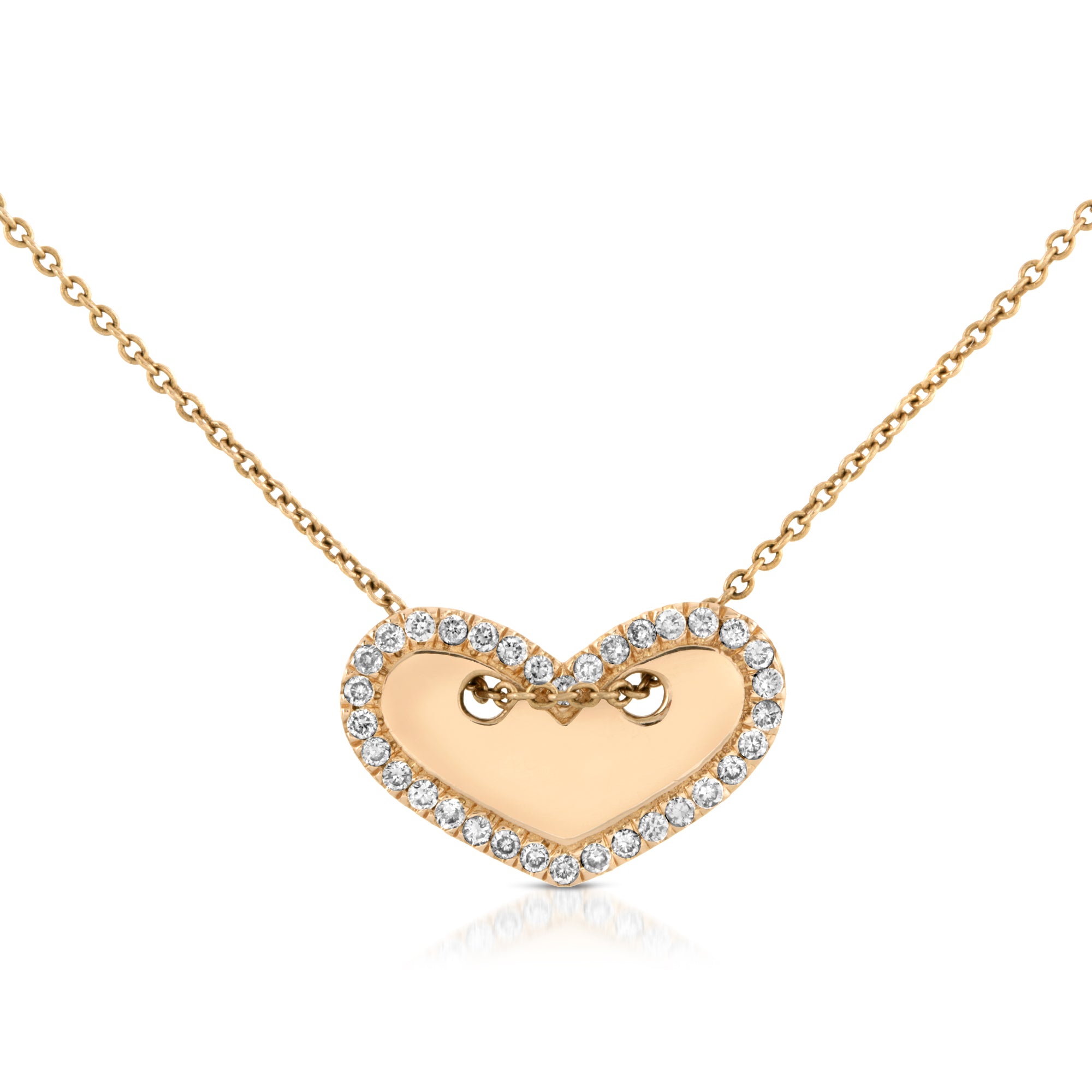 14k gold and diamond sliding heart necklace by boussidan