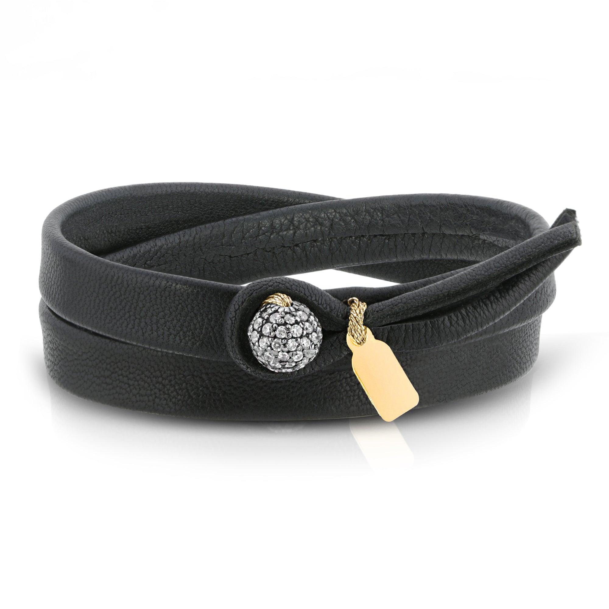 The Brilliante double wrap leather bracelet with diamond by Boussidan