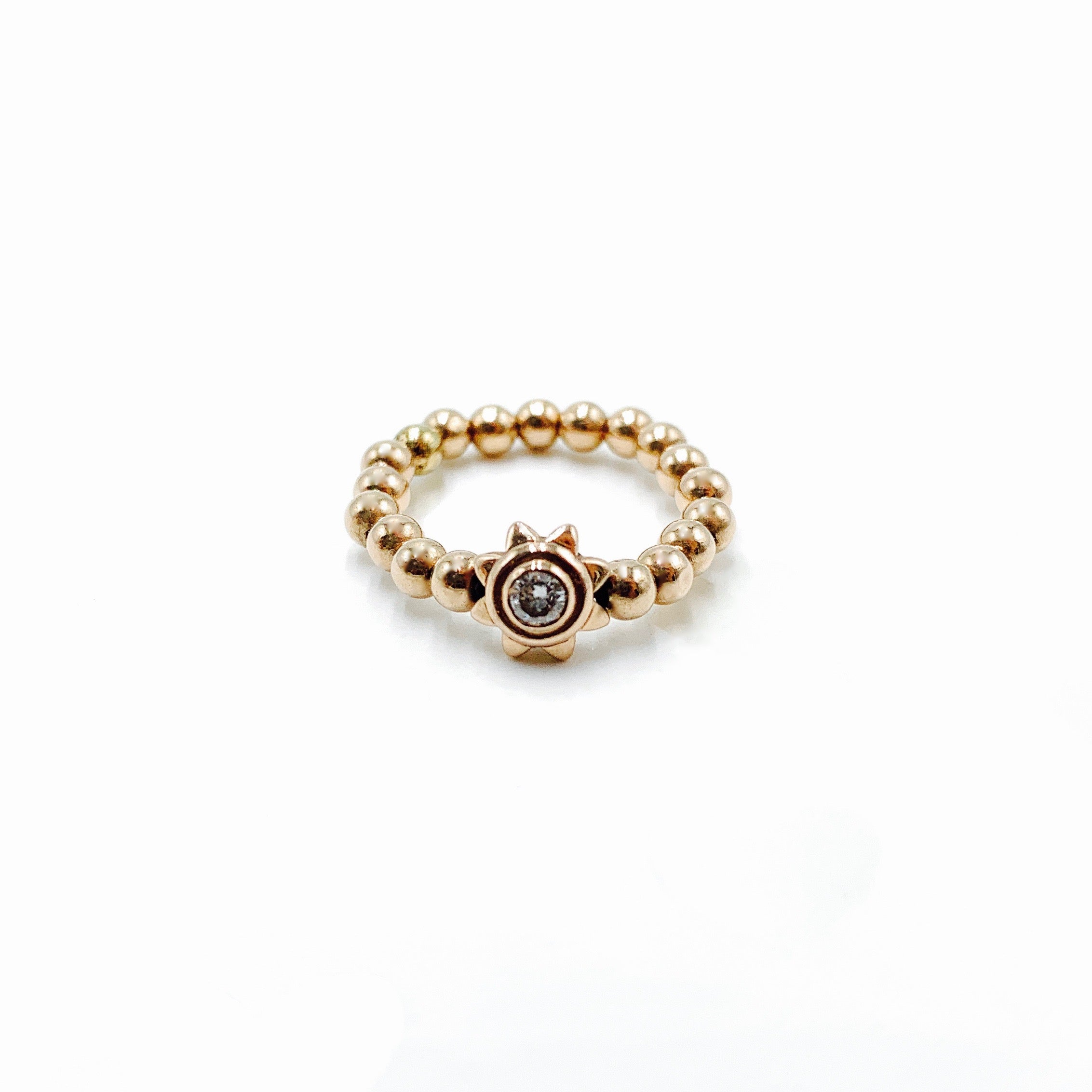 14k gold 3mm beads with diamond starburst ring by Boussidan