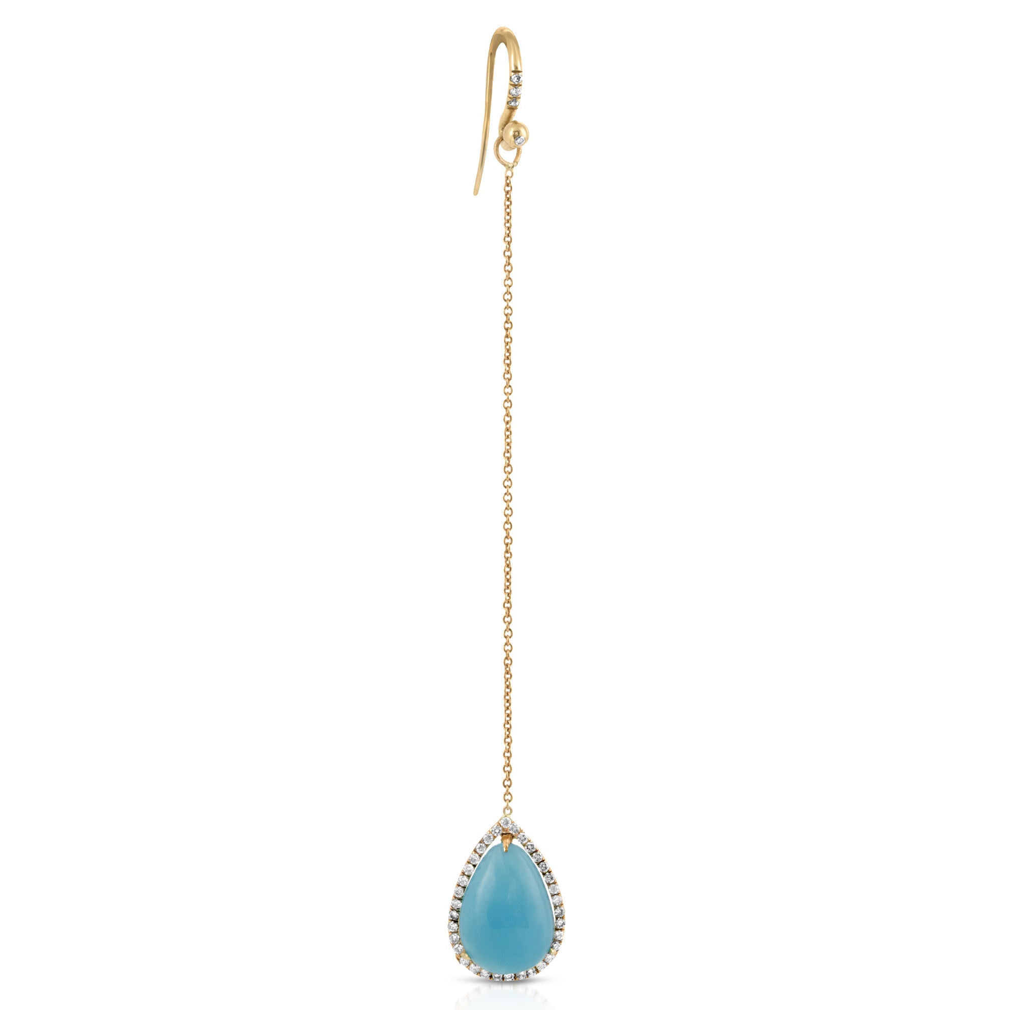 14k gold chain earring with French hemimorphite by Boussidan