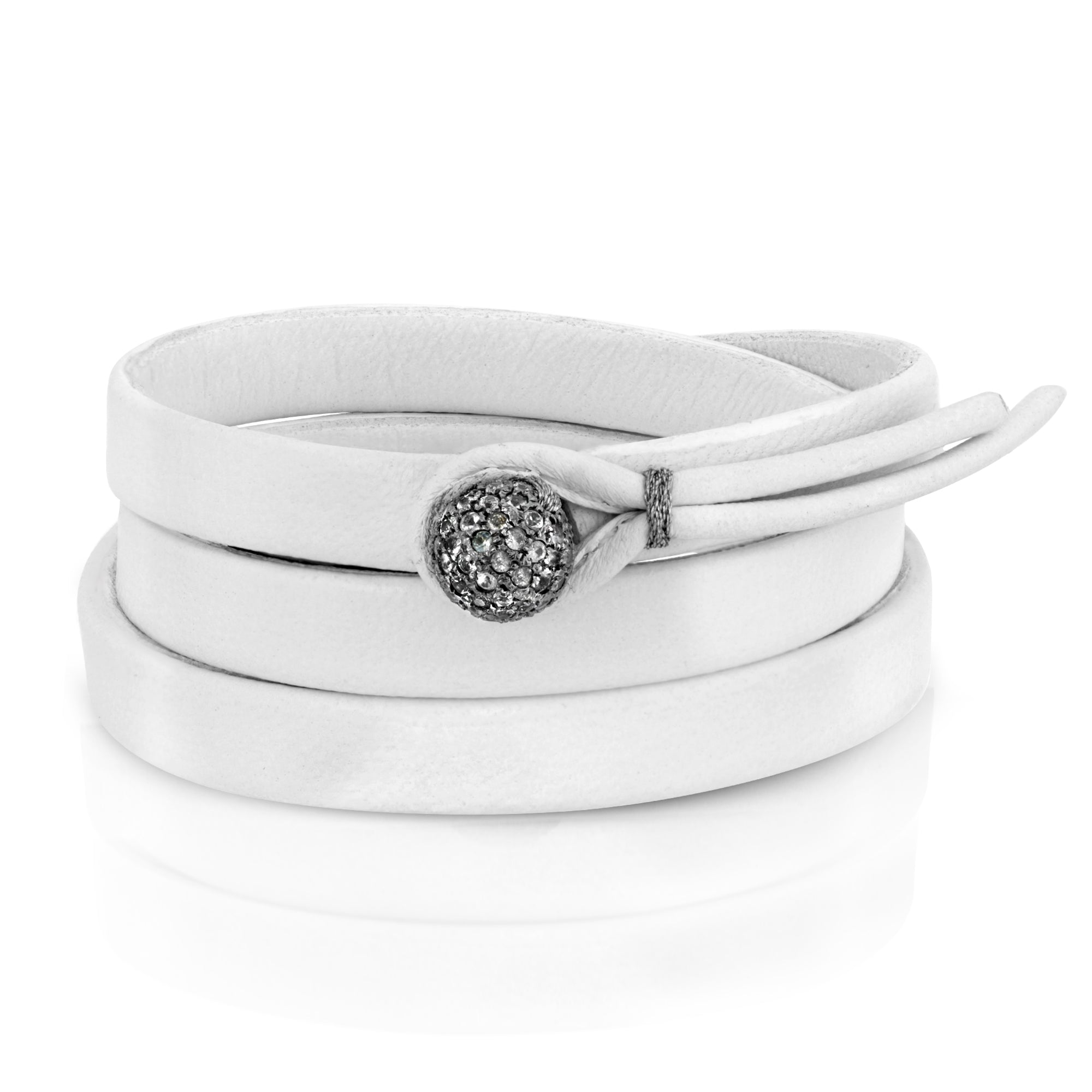 The Azure white sapphire triple wrap leather bracelet by Boussidan