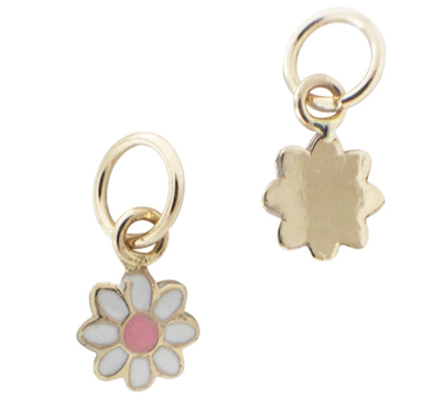 14k gold 2.5mm beads with daisy enamel charm by boussidan