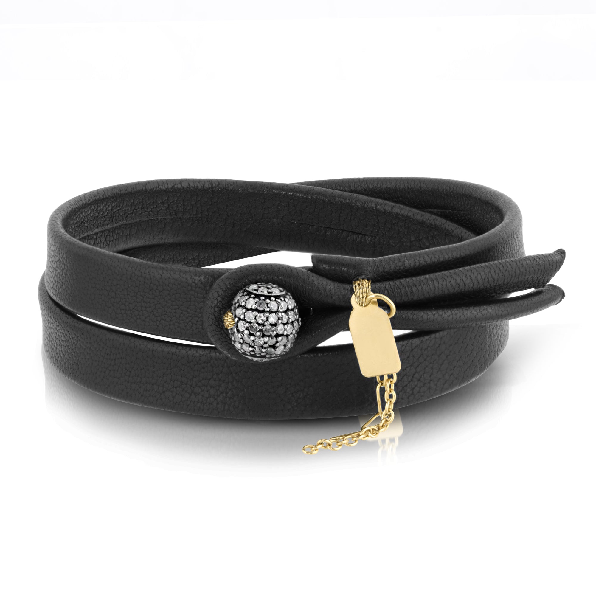 The Fleur sterling silver diamond leather bracelet by Boussidan