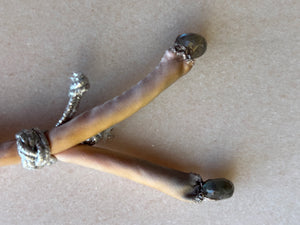 Silk ombre adjustable bracelet labradorite beads silver cord button slides up and down handmade 