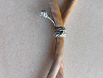 Load image into Gallery viewer, Silk ombre adjustable bracelet labradorite beads silver cord button slides up and down handmade 
