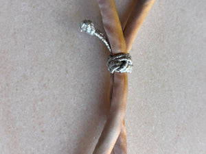 Silk ombre adjustable bracelet labradorite beads silver cord button slides up and down handmade 