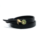 Load image into Gallery viewer, Tsavorite bead double wrap leather bracelet - Boussidan Joaillerie
