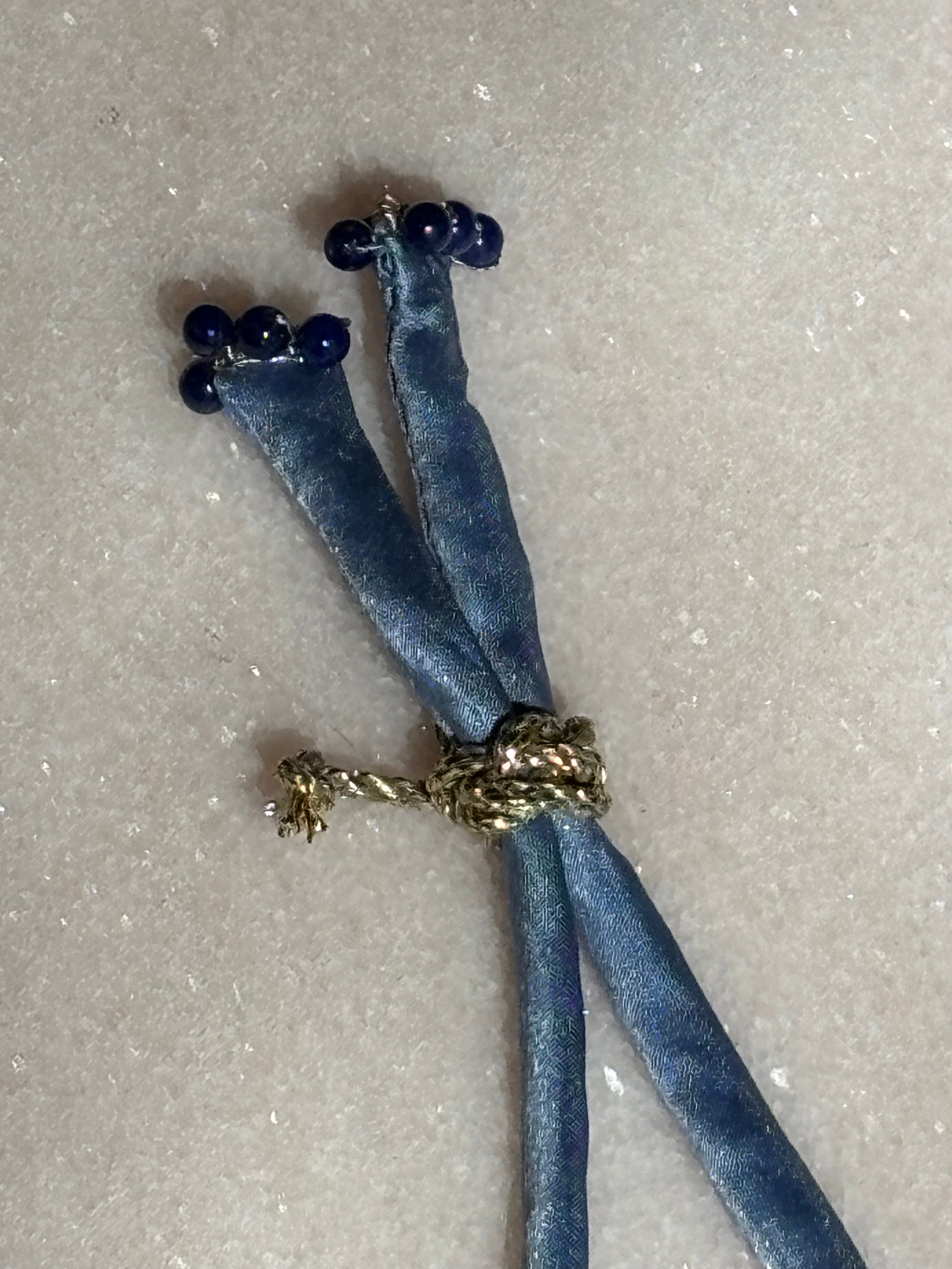 Close-up of Blue Jeans Silk Kiss Bracelet  by Boussidan.