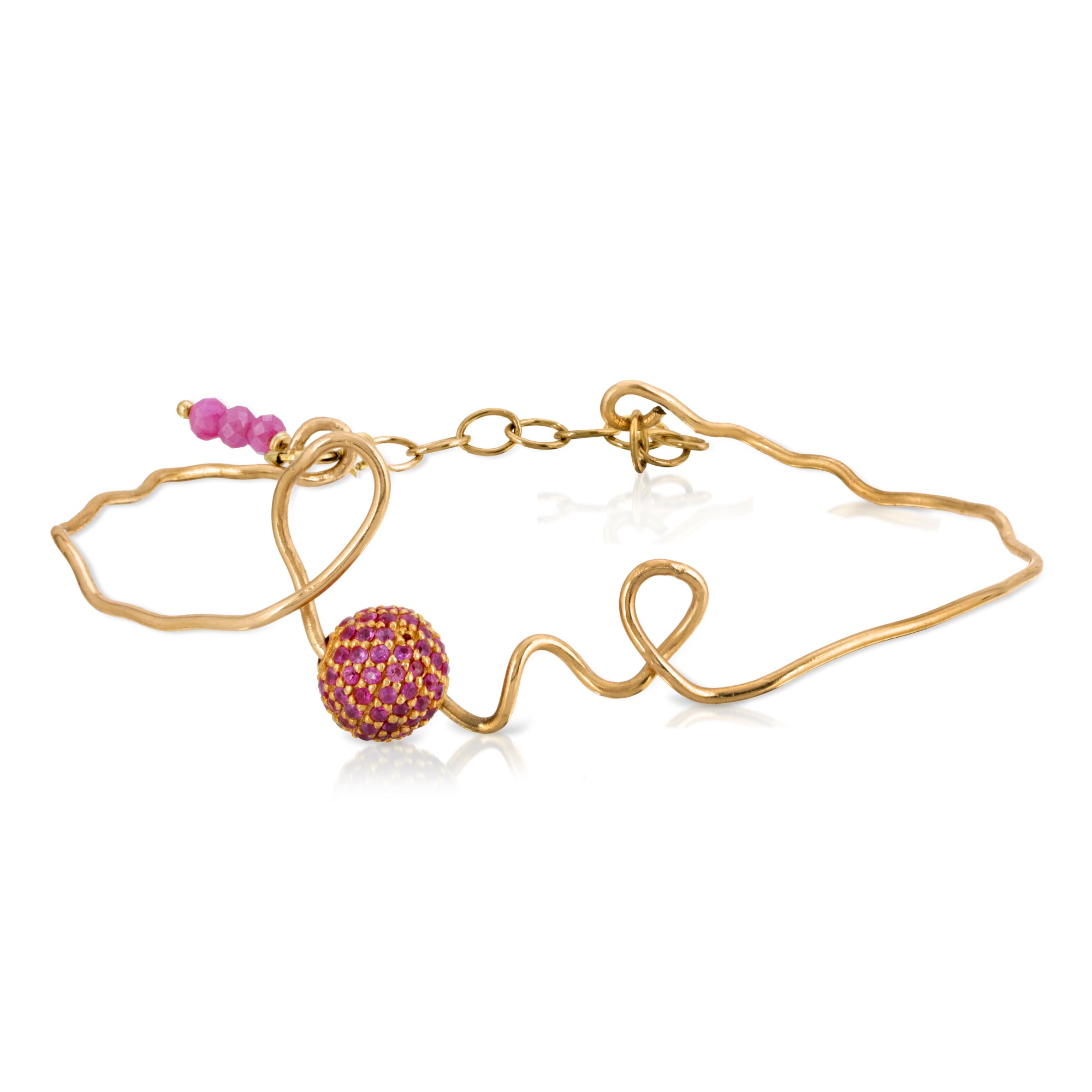 GOLD WIRE AND RUBY LOVE BRACELET
