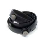 Load image into Gallery viewer, Diamond bead single wrap leather bracelet - Boussidan Joaillerie
