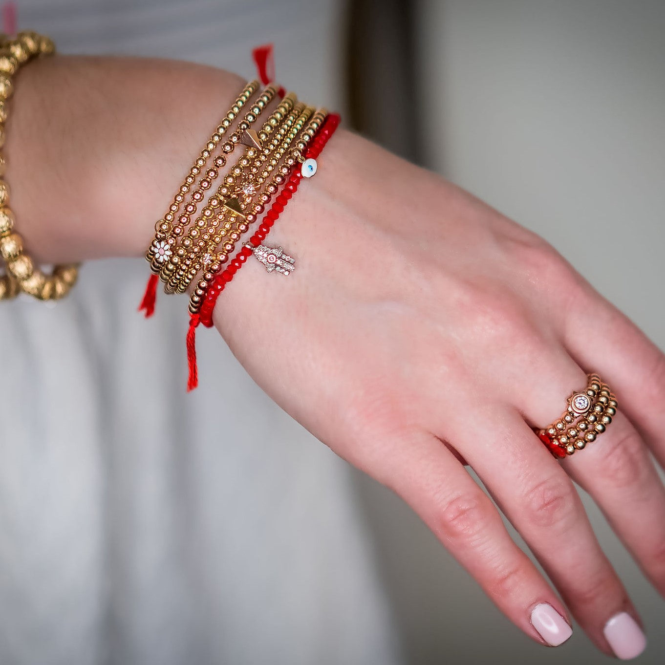 14K GOLD 2.2 MM Stretch  BEAD BRACELET Boussidan