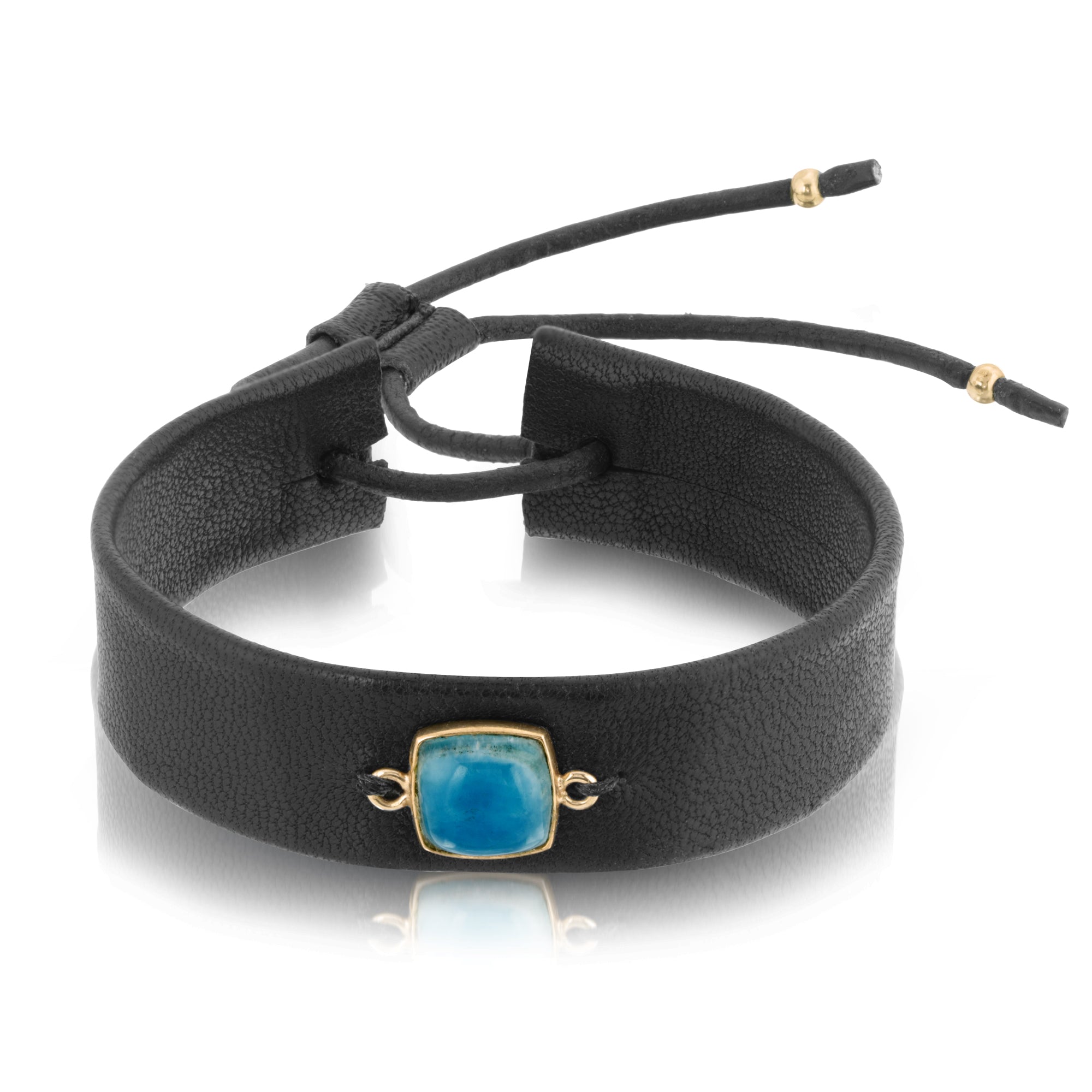 The Celeste single wrap leather bracelet with hemimorphite by Boussidan

