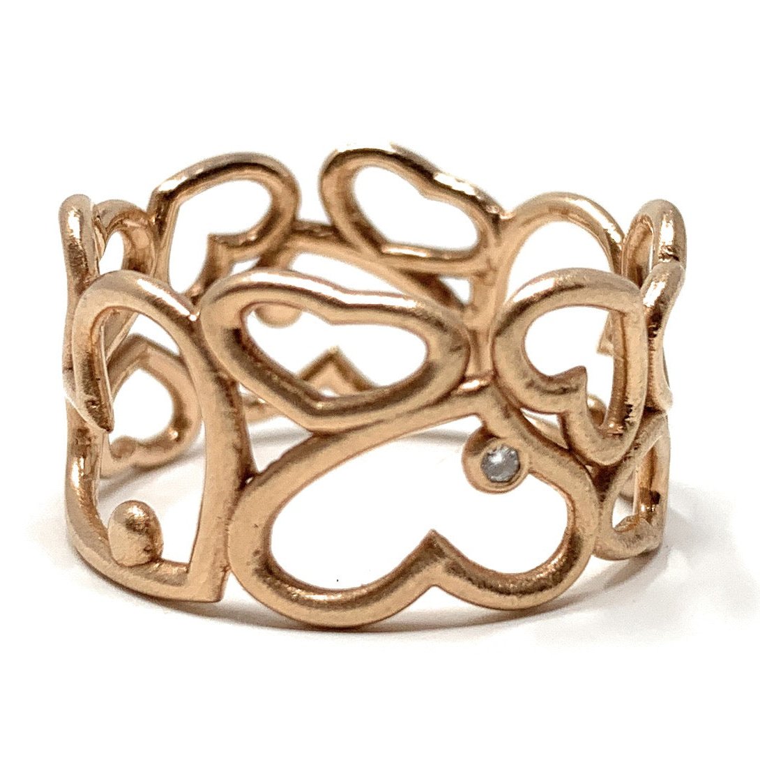 14k gold diamond heart ring front view by boussidan 