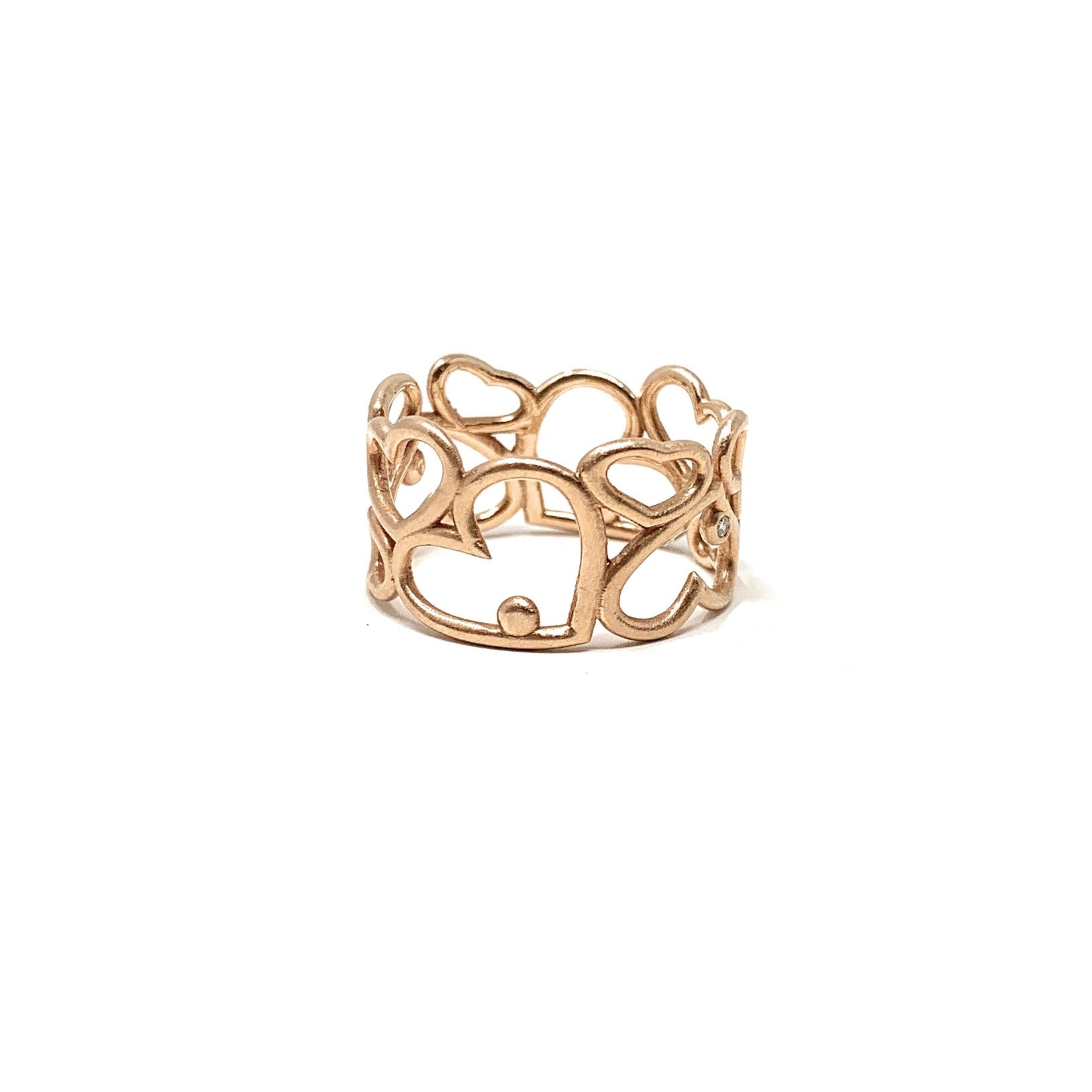 14k gold diamond eternity band heart ring by boussidan