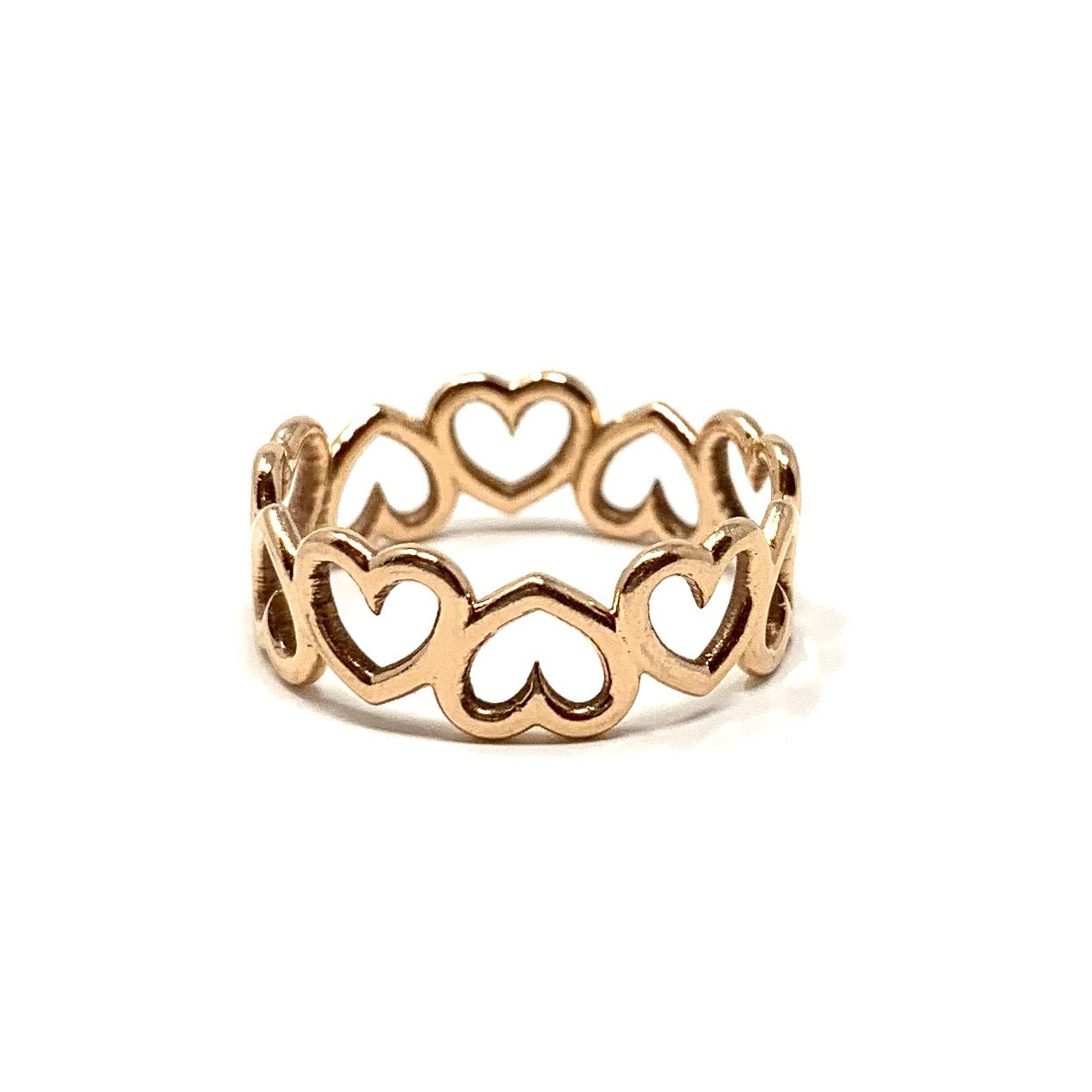 14k gold eternity heart ring top view by boussidan
